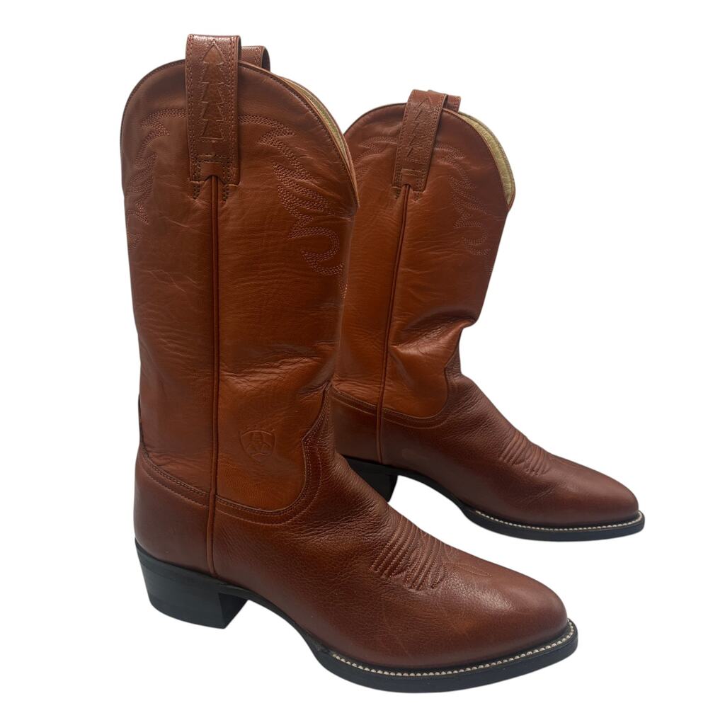Ariat Cowboy Western Boots Leather R Toe Handcrafted in Mexico Brown Size 6 B